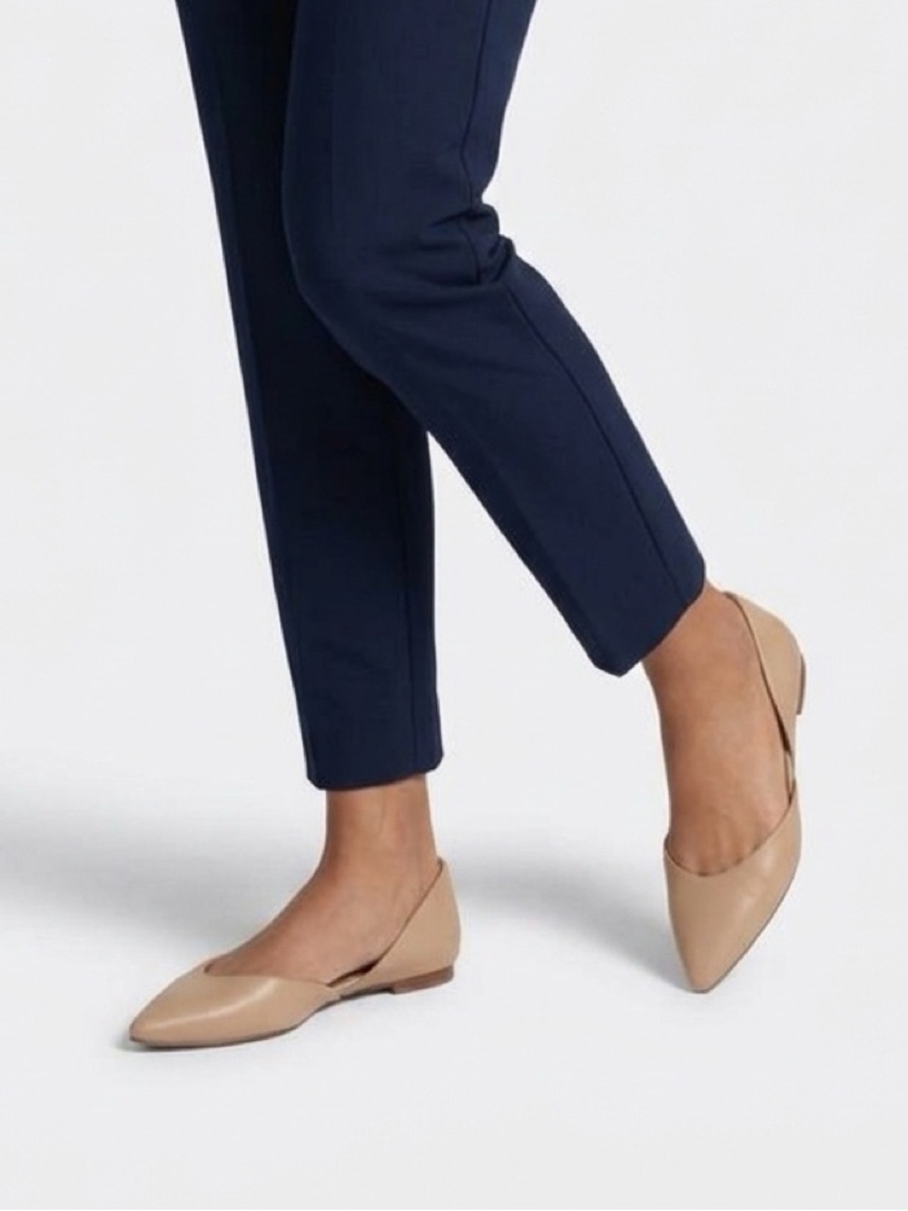 Sam Edelman Rodney Leather D'Orsay Pointed Toe Flats - Classic Nude Size 7
